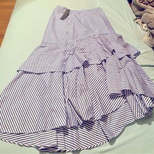 Blue stripe tiered skirt NWT